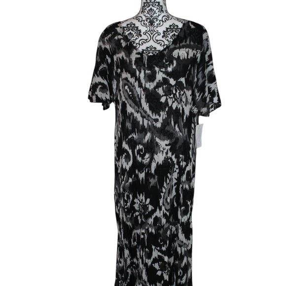 Denim 24/7 Dresses & Skirts - Denim 24/7 Women's Short Sleeve Maxi Black Grays M 14/16 NWT's